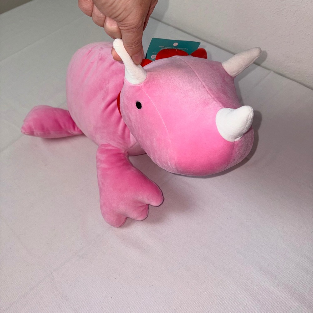 Pillowfort weighted Pink Plush Stuffed Animal Toy Dragon Dinosaur Valentine Gift - Picture 2 of 14